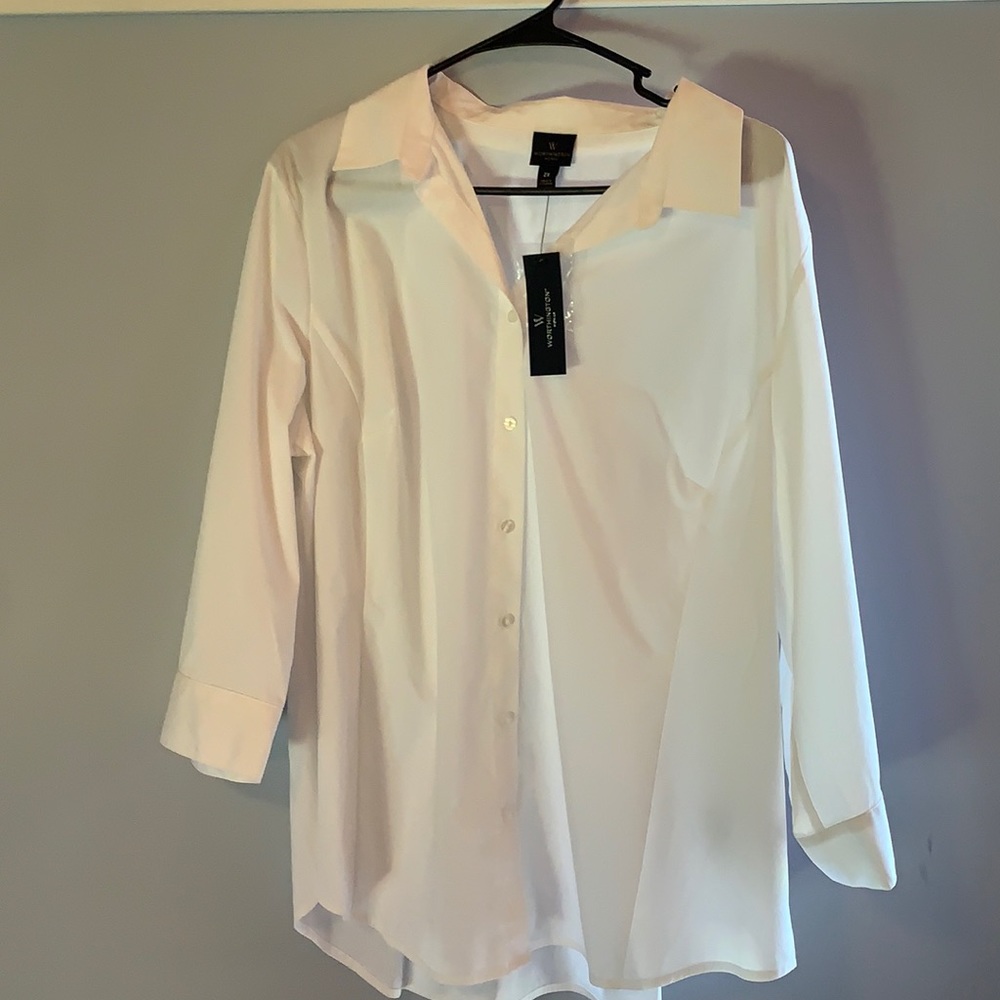 2X Worthington 3/4 Sleeve Button Front Shirt
